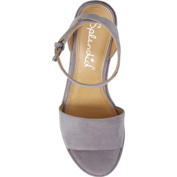 Splendid Felix Grey Suede Platform Wedges Sandals - Picture 4 of 7